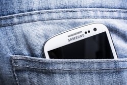 Samsung phone in pocket