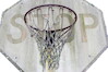 Basketball net on stop sign