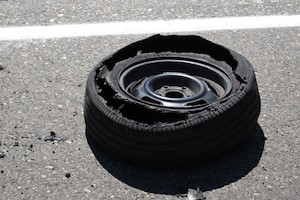 Burst tyre on highway