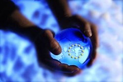 Hands and EU map Hands and EU map