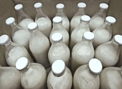 Bottled milk in crate
