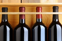 Wine bottles in case
