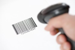 Linear barcode being scanned
