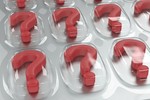 Question mark tablets in blister