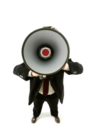 Businessman with megaphone Businessman with megaphone